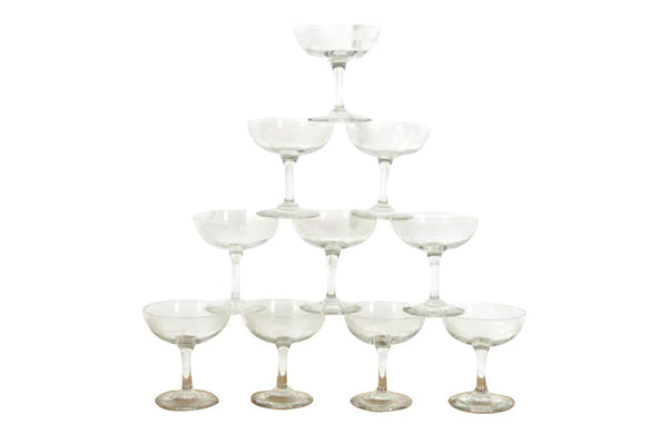 TEN BEAUTIFUL ETCHED CHAMPAGNE COUPES