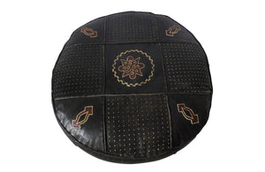 PAIR OF LARGE VINTAGE LEATHER POUFFES