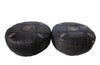 PAIR OF LARGE VINTAGE LEATHER POUFFES