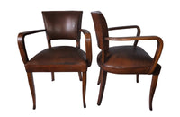 PAIR OF VINTAGE LEATHER BRIDGE CHAIRS