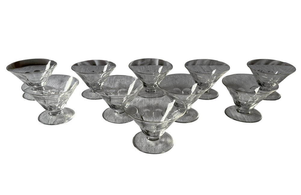 Set Of 10  Art Deco Cocktail  or Champagne Glasses - French Decorative Accessories - Wine Glasses Champagne Glasses - Art Deco - Antique Glasses - Glassware - Antique Shops Tetbury - AD & PS Antiques