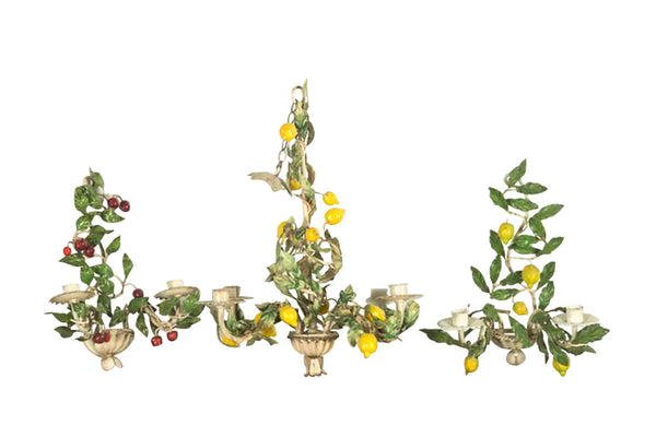 VINTAGE ITALIAN CHANDELIER AND APPLIQUES SET