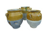 SET OF THREE YELLOW GLAZED CONFIT POTS