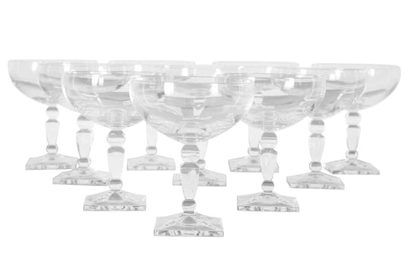 SET OF 10 BOHEMIA CRYSTAL CHAMPAGNE COUPES