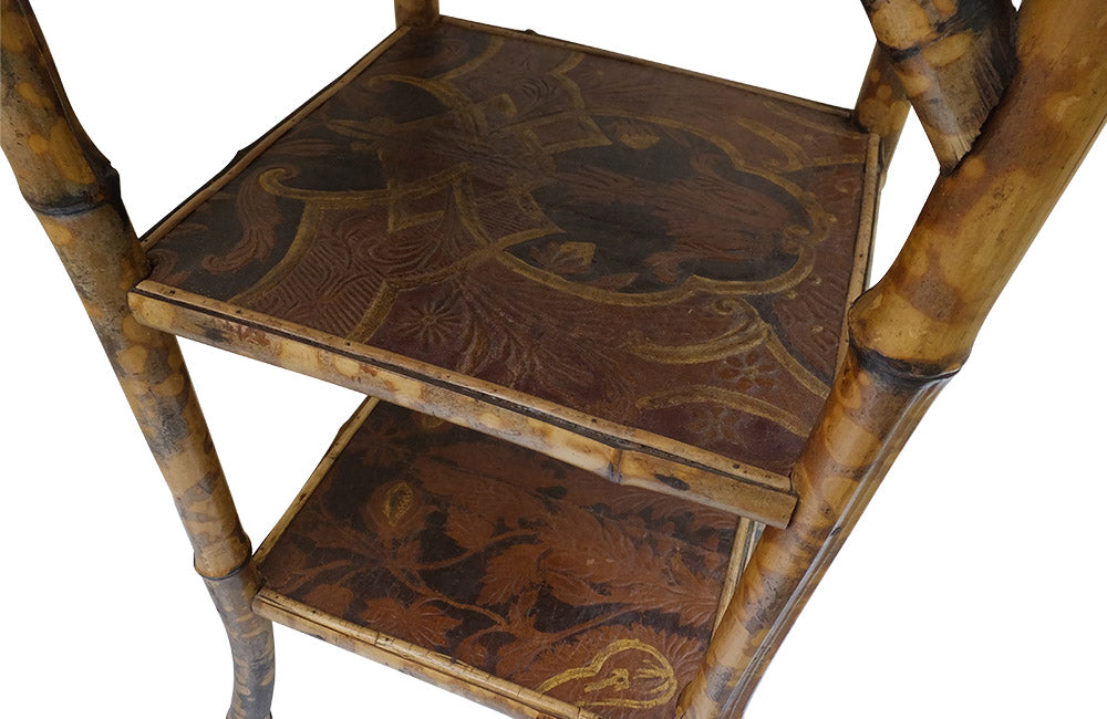 BAMBOO & LEATHER OCCASIONAL  TABLE