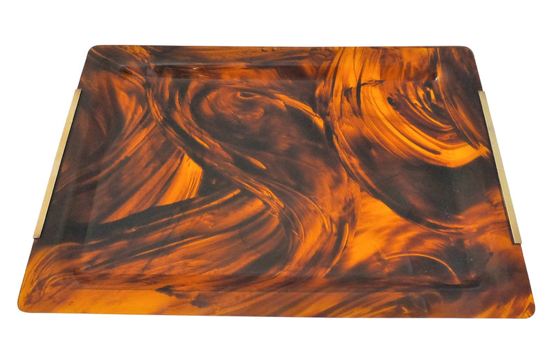 'DIOR HOME' STYLE FAUX TORTOISESHELL LUCITE TRAY