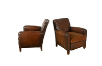 PAIR OF 1950'S LEATHER CLUB CHAIRS