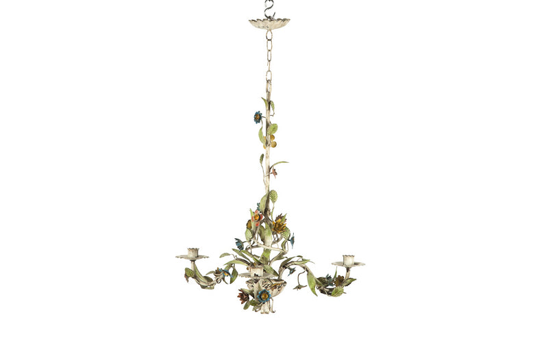 VINTAGE FLORAL TOLE CHANDELIER