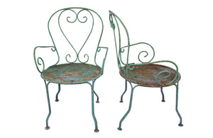 PAIR OR FRENCH IRON GARDEN CHAIRS