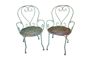 PAIR OR FRENCH IRON GARDEN CHAIRS