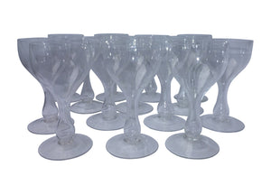 SET OF FOURTEEN HOLLOW STEM BISTRO GLASSES