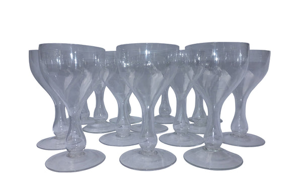 SET OF FOURTEEN HOLLOW STEM BISTRO GLASSES