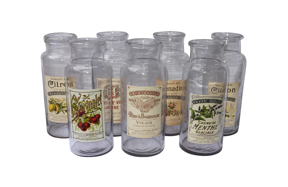 SET OF SEVEN LARGE FRENCH GLASS STORAGE JARS