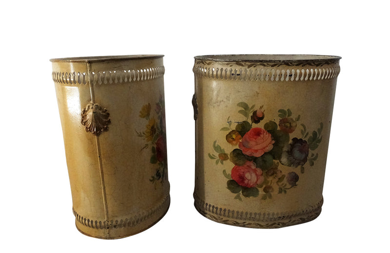 PAIR OF TOLE WASTEPAPER BASKETS