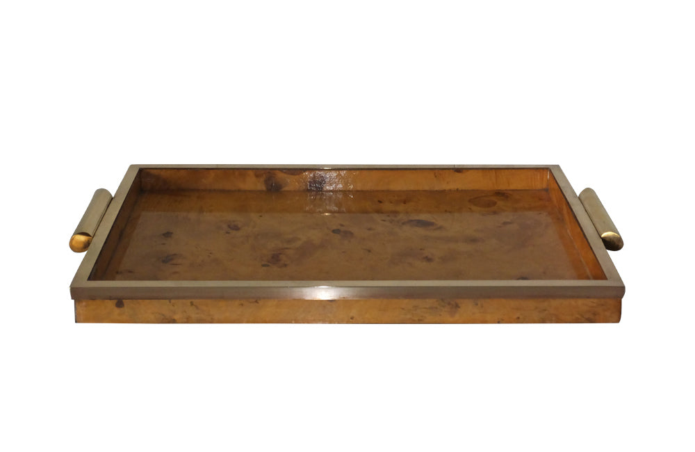 CHIC BURR ELM AND BRASS TRAY