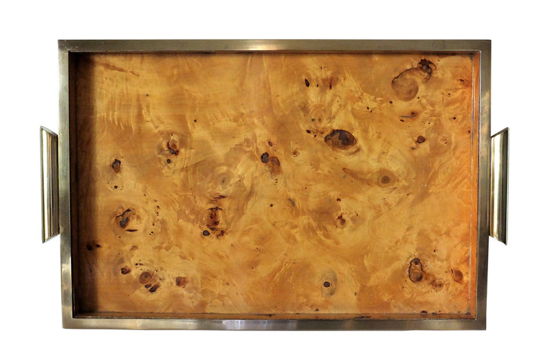 CHIC BURR ELM AND BRASS TRAY
