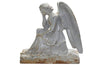 SEATED CAST IRON ANGEL STATUE