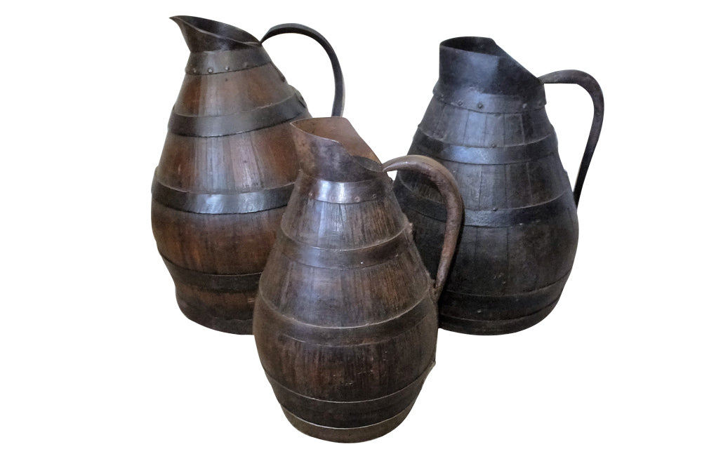 SET OF THREE BURGUNDY WINE JUGS