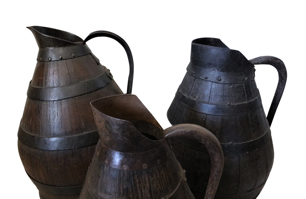 SET OF THREE BURGUNDY WINE JUGS