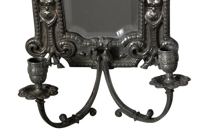 PAIR OF NEOCLASSICAL REVIVAL MIRRORED WALL LIGHTS