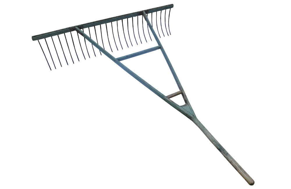 LARGE OLD FRENCH PAINTED HAY RAKE