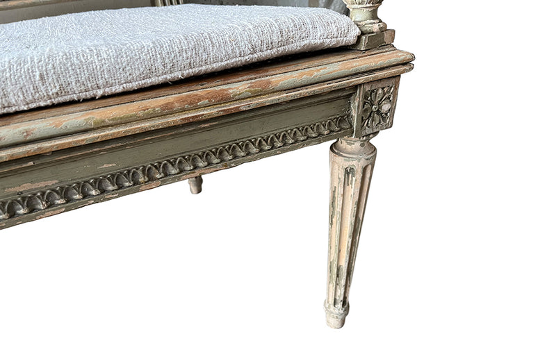 Louis XVI Revival Caned Banquette - French Antique Furniture - Antique Sofa - Louis XVI Stle Banquette - Antique Seating - Caned Bench - Neo Classical Style Furniture - Painted Antique Furniture - Antique Seating - Antique Shops Tetbury - AD & PS Antiques