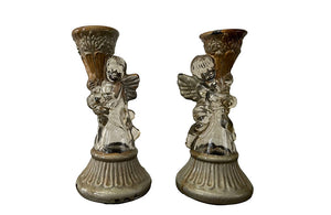 Pair Of Winged Cherub Vintage Glass Candlesticks - Decorative Accessories - Candle Lighting - French Decorative Accessories - Antique Lighting - Vintage Candlesticks - Antique Shops Tetbury - AD & PS Antiques