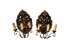 Pair of 19th Century Italian Carved Giltwood Mirrored Appliques – Decorative Antiques - Antique Wall Lights - AD & PS Antiques
