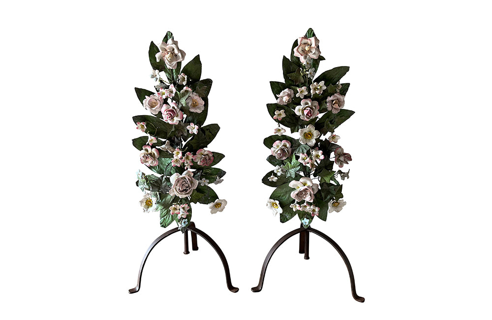 French Tole & Porcelain Bouquets - Decorative Antiques - AD & PS Antiques