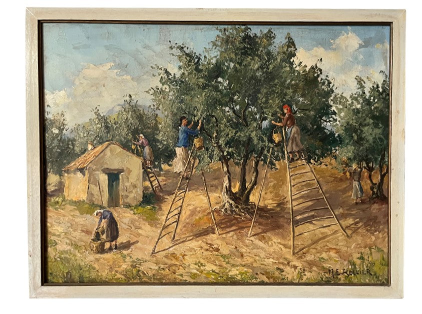 'THE OLIVE HARVEST' SIGNED OIL PAINTING