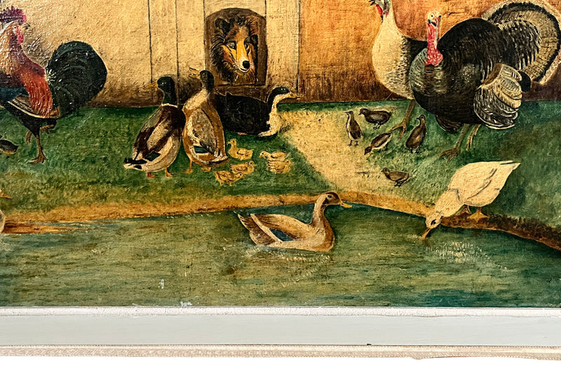 Pair of Signed Farmyard Scene Paintings - French Decorative Antiques - Animal Art - Dog Painting - Naive Art - Paintings - Oil On Canvas - Signed Art - Wall Decoration - Antique Shops Tetbury - AD & PS Antiques - 