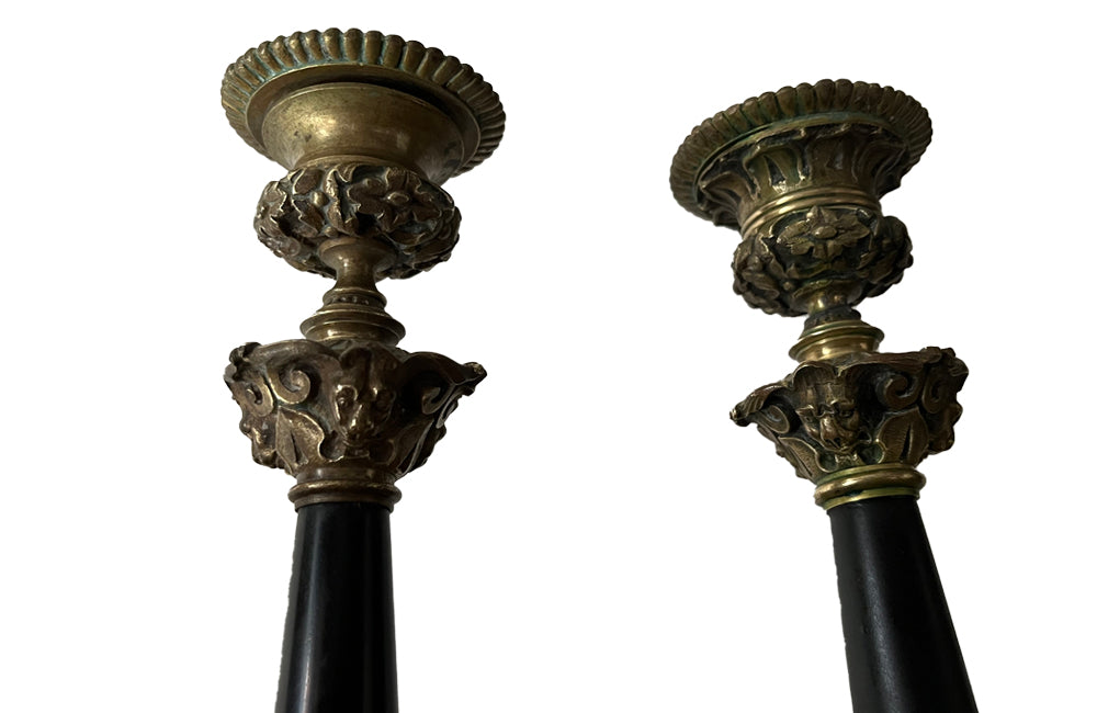 MATCHED PAIR OF FRENCH RESTORATION CANDLESTICKS
