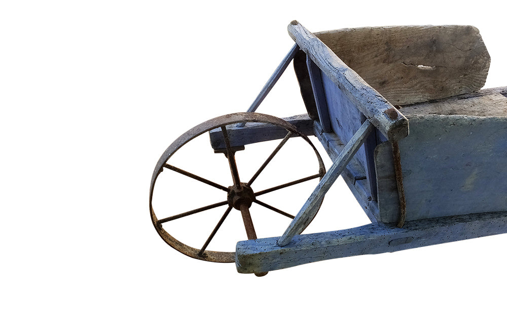 Large Antique French Wheelbarrow - Charette Bleu - Garden Antiques - French Antiques -AD & PS Antiques