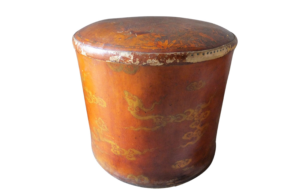 19th Century Leather Chinoiserie Stool-Chinese Antiques-Stools-Leather Seating-AD & PS Antiques