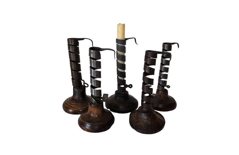 COLLECTION OF 19TH CENTURY FRENCH CELLAR CANDLESTICKS