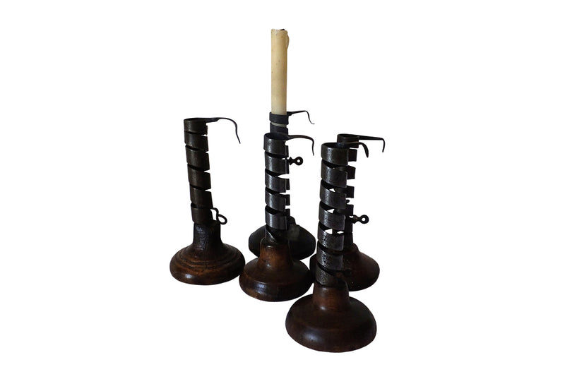 COLLECTION OF 19TH CENTURY FRENCH CELLAR CANDLESTICKS