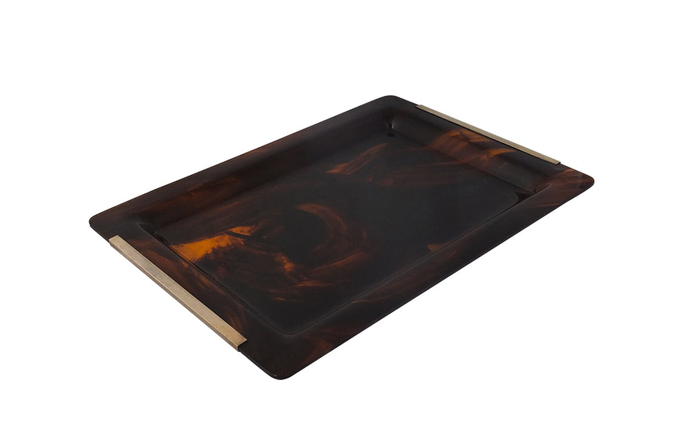 Dior Home Style Faux Tortoiseshell Lucite Tray-Cocktail Tray-Mid Century Modern Accessories-Dior Home Style-Decorative Accessories-Wine & Food Related-French Vintage -AD & PS Antiques