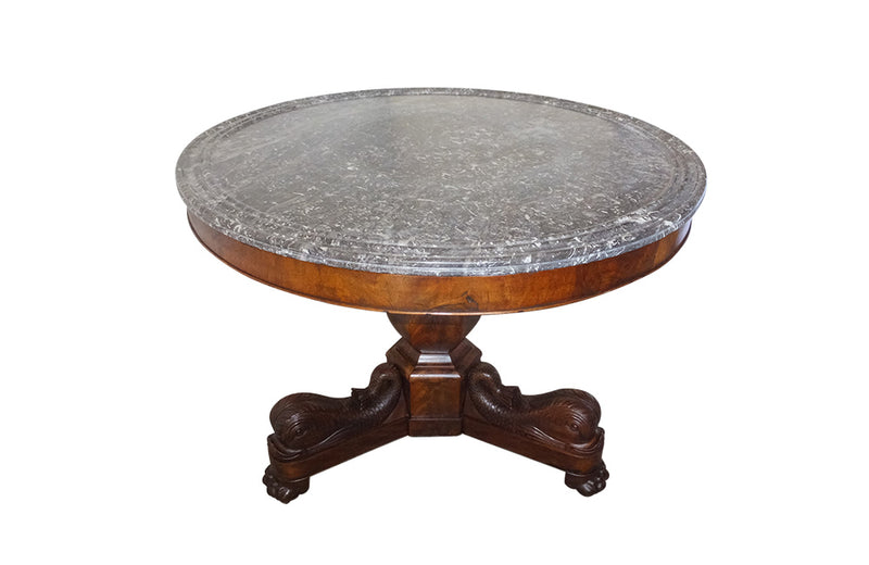 Charles X Gueridon Mahogany centre table - Early 19th Century Marble Top Table - French Antique Furniture – Mahogany Antique Table – French Antique Furniture - AD & PS Antiques