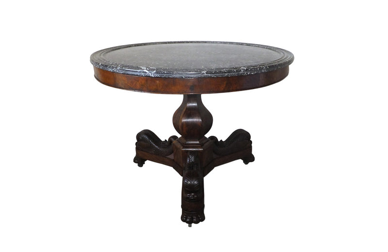 Charles X Gueridon Mahogany centre table - Early 19th Century Marble Top Table - French Antique Furniture – Mahogany Antique Table – French Antique Furniture - AD & PS Antiques