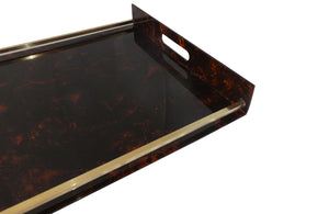 Maison Mercer Faux Tortoiseshell Lucite Tray- Lucite & Brass Tray-Cocktail Tray-Vintage Accessories-Decorative Accessories-Mid Century Modern-French Antiques-AD & PS Antiques
