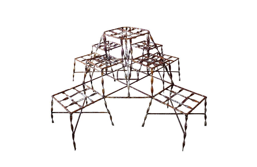 French Iron Florists Plant Stand - Iron Plant Stand - French Garden Antiques - Antique Garden Furniture - Antique Plant Stand - Courtyard Furniture - Orangery  Furniture - Ironwork - Antique Shops Tetbury - adpsantiques - AD & PS Antiques