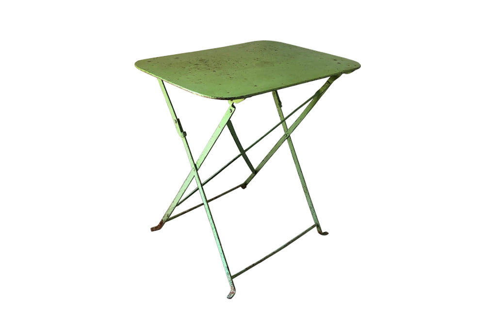 French Green Folding Iron Table - French Garden Antiques - Garden Antiques - Antique Folding Garden Table - Antique Garden Table - Antique Side Table - AD & PS Antiques