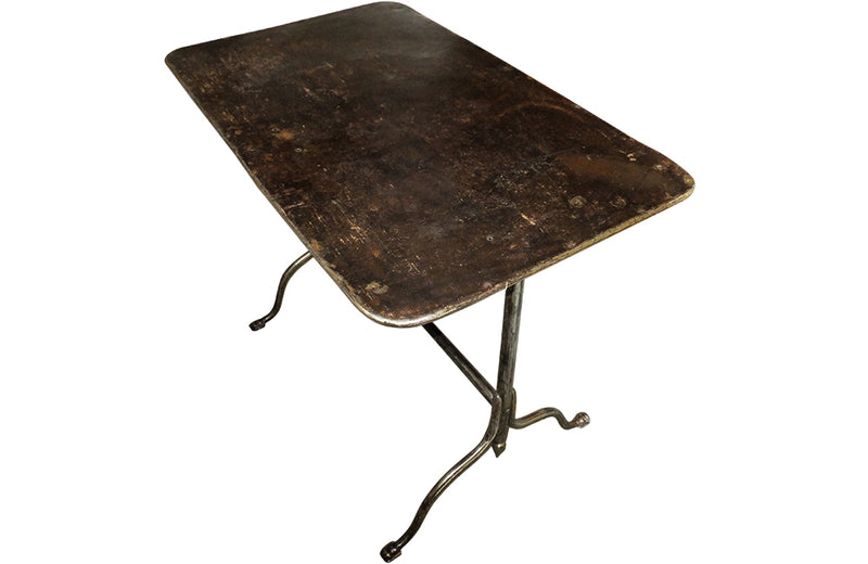 19th Century Italian Folding Iron Vineyard Table - Garden Antiques - Antique Garden Tables - Vineyard Table - AD & PS Antiques 
