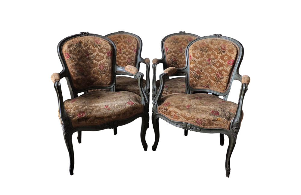 Four Louis XV Style Armchairs - French Antiques – French Antique Furniture - Antique Armchairs - 1930s Armchairs - Louis XV Revival Armchairs - Decorative Antiques - Antique Chairs - AD & PS Antiques