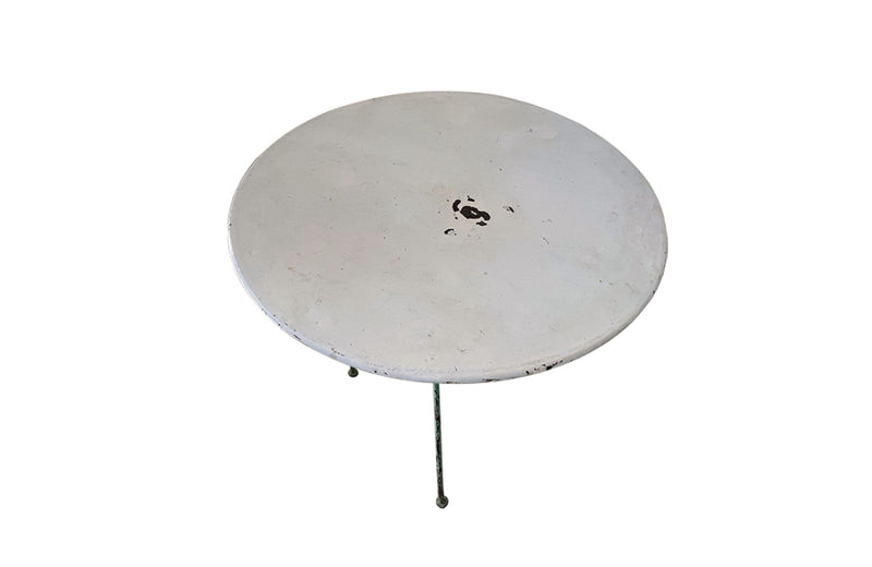 French Folding Round Iron Table - French Garden Antiques - Garden Antiques - Antique Garden Table  - Antique Side Table  - Gueridon Table - French Antiques - AD & PS Antiques