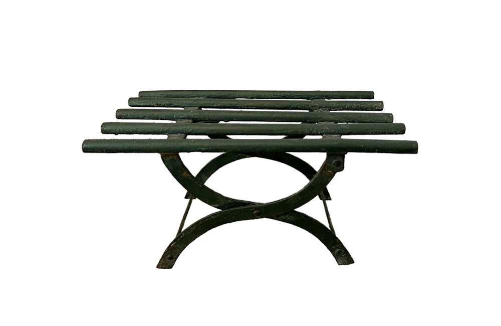 Small French Folding Iron Footstool - French Garden Antiques - Antique Footstoll - Garden Antiques - French Garden Seating - Plant Stand - Garden Decoration -Stools - Foot Stools - Antique Shops Tetbury - adpsantiques - AD & PS Antiques