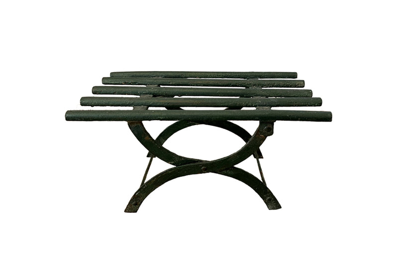 Small French Folding Iron Footstool - French Garden Antiques - Antique Footstoll - Garden Antiques - French Garden Seating - Plant Stand - Garden Decoration -Stools - Foot Stools - Antique Shops Tetbury - adpsantiques - AD & PS Antiques