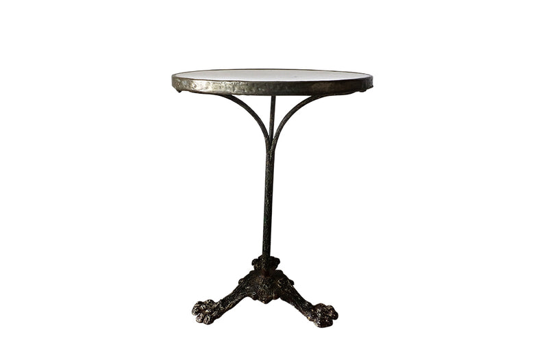French Antique Iron Bistro Gueridon Table with Lions Paw Feet-Garden-Garden Furniture-Antique Tables-Garden Tables-French Antiques-Garden Antiques-Gueridon Table-Marble Table-AD & PS Antiques