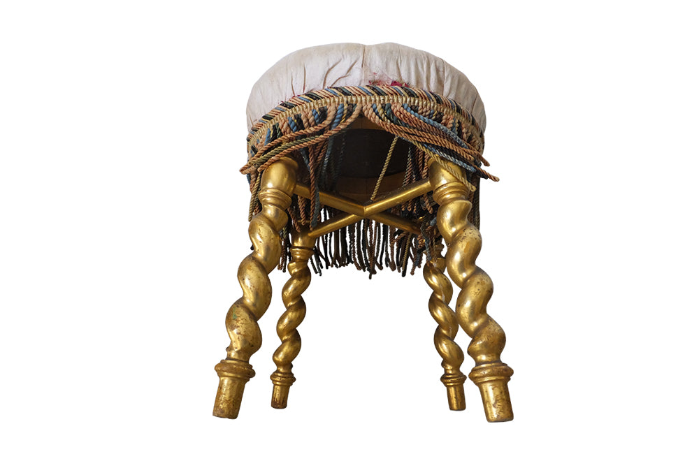 19th Century French Gilt Barley Twist Stool - French Antique Furniture - Seating - Stool - French Decorative Antiques - Antique Stool - Antique Shops Tetbury - AD & PS Antiques-