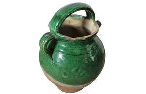 19th Century Green Glazed French Pottery Jug - Decorative Antiques - French Garden Antiques - Green Glazed Pottery - French Pottery Cruche -Decorative Antiques - French Decorative Antiques - Antique Shops Tetbury - Ceramics - AD & PS Antiques 